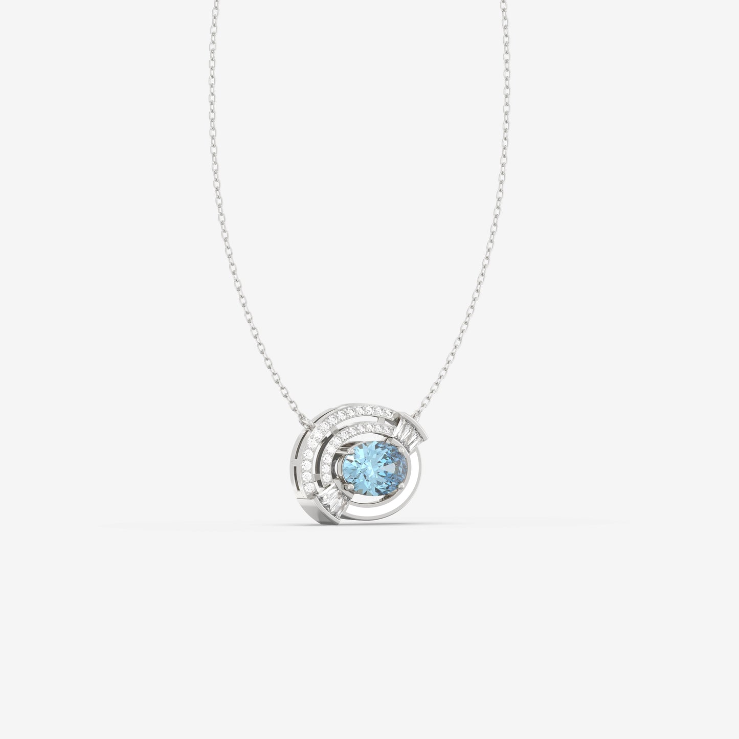 Diamond & Aquamarine Pendant with Enamel