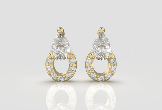 Pear  Diamond Stud Earring