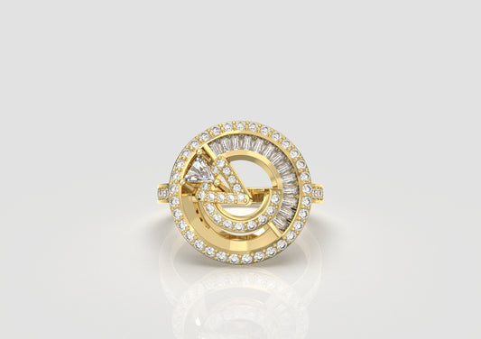 Round diamond Trillion Ring with Baguette