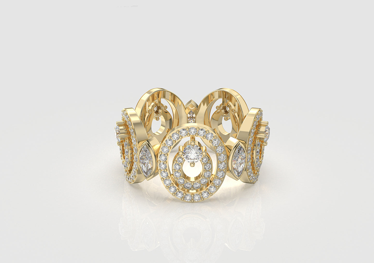 Round Diamond Ring with Marquise Diamond