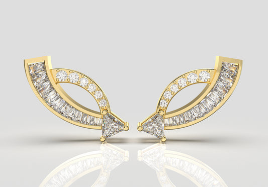 Trillion Earring with Baguette and Round Diamond