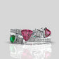 Round diamond Ring with Pink Saphire emerald and princess diamond