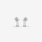 Diamond, Aquamarine & Pink Sapphire Earring