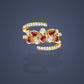Ruby Heart Ring with Round Diamond in yellow gold